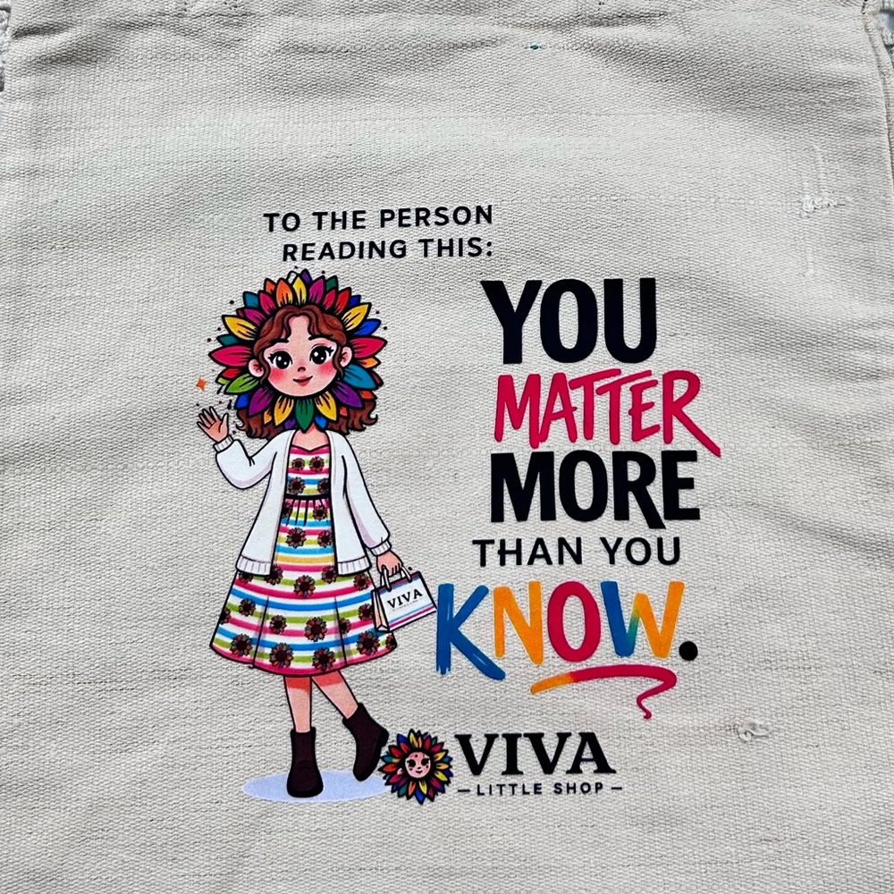 Motivational Canvas Tote Bag “You Matter More Than You Know” Viva Little Shop - Picture 8 of 9